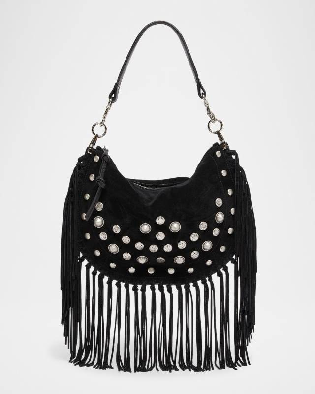 Oskan Kanao Studded Fringe Suede Shoulder Bag